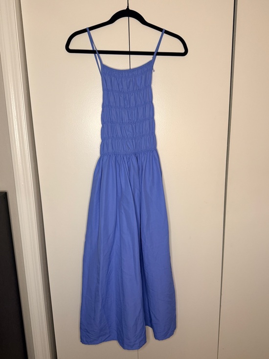 Mango Dresses & Skirts - Mango Blue Smocked Spaghetti Cross Strap Dress